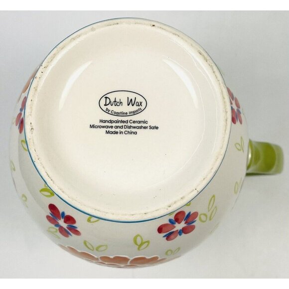 DUTCH WAX by Coastline Imports 9.25" Hand Painted Floral Ceramic PITCHER EUC - Picture 6 of 6
